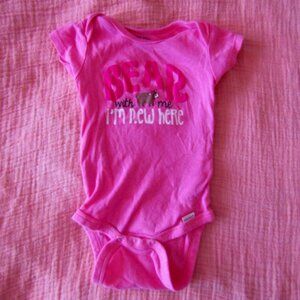 Onesies 6-9 Months Pink Bear Bodysuit